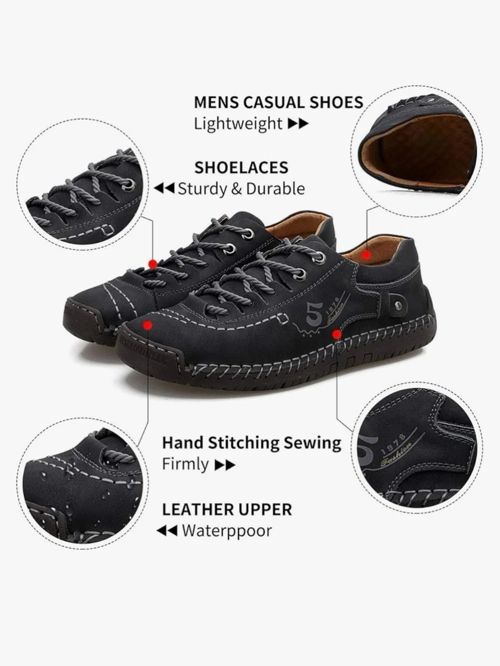 Faux Leather Driving Moccasin Loafer Travel Casual Shoes Men Size 4.5 NEW